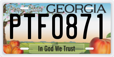 GA license plate PTF0871