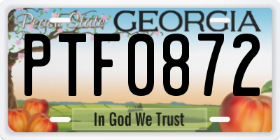 GA license plate PTF0872
