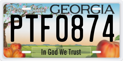 GA license plate PTF0874