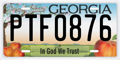 GA license plate PTF0876
