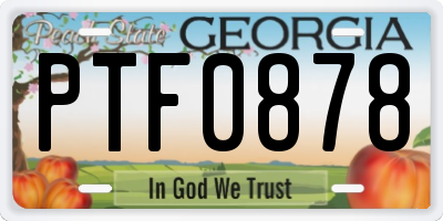 GA license plate PTF0878