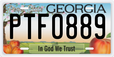 GA license plate PTF0889