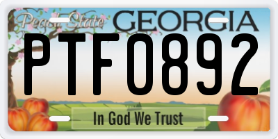 GA license plate PTF0892