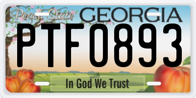 GA license plate PTF0893