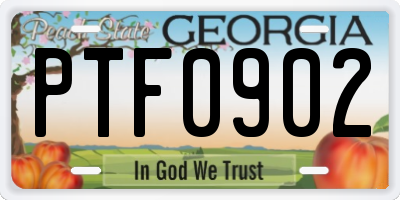 GA license plate PTF0902