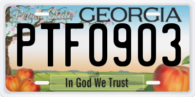 GA license plate PTF0903