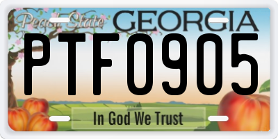 GA license plate PTF0905