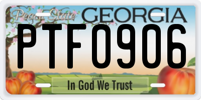 GA license plate PTF0906