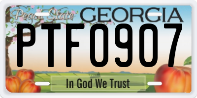 GA license plate PTF0907