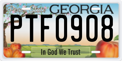 GA license plate PTF0908