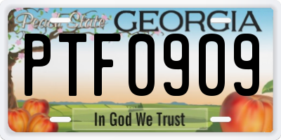 GA license plate PTF0909