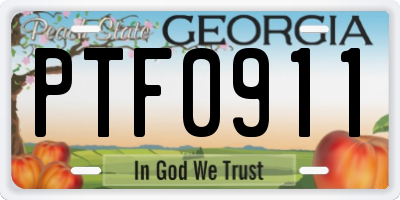 GA license plate PTF0911