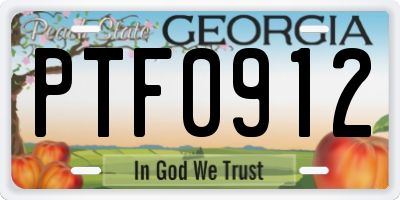 GA license plate PTF0912