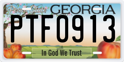 GA license plate PTF0913