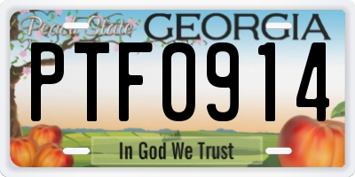 GA license plate PTF0914