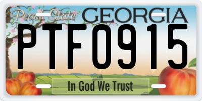GA license plate PTF0915