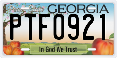 GA license plate PTF0921