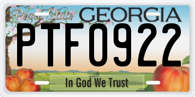 GA license plate PTF0922