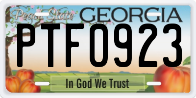 GA license plate PTF0923