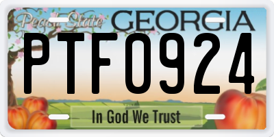 GA license plate PTF0924