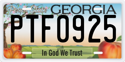 GA license plate PTF0925