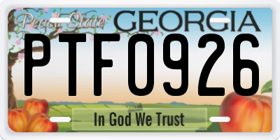 GA license plate PTF0926