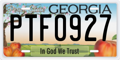 GA license plate PTF0927
