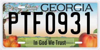 GA license plate PTF0931