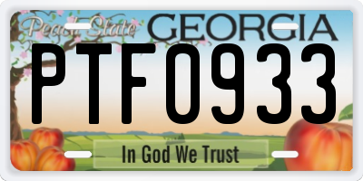 GA license plate PTF0933