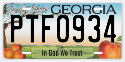 GA license plate PTF0934
