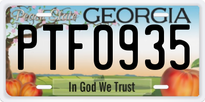 GA license plate PTF0935