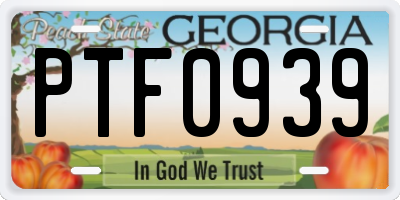 GA license plate PTF0939