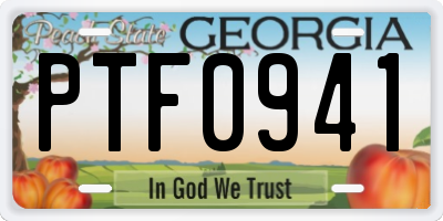 GA license plate PTF0941