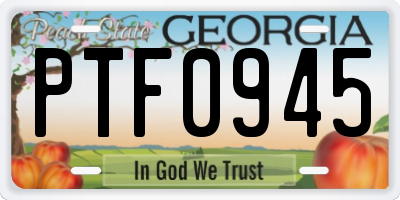 GA license plate PTF0945
