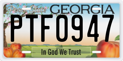 GA license plate PTF0947
