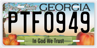 GA license plate PTF0949