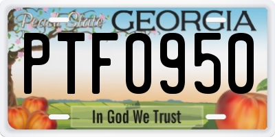 GA license plate PTF0950