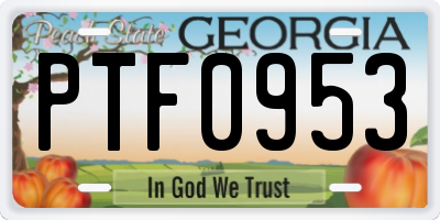 GA license plate PTF0953