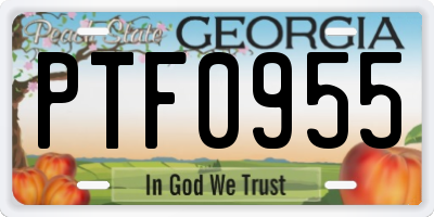 GA license plate PTF0955