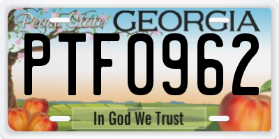 GA license plate PTF0962