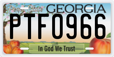 GA license plate PTF0966