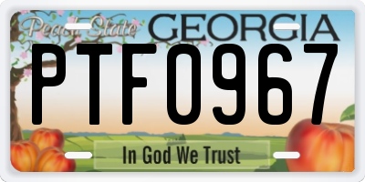 GA license plate PTF0967