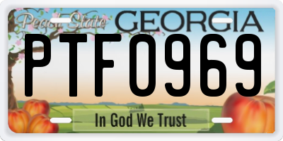 GA license plate PTF0969