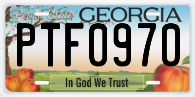 GA license plate PTF0970