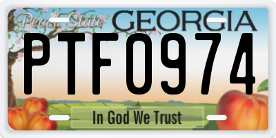 GA license plate PTF0974