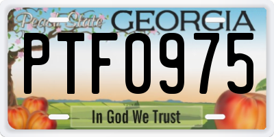 GA license plate PTF0975