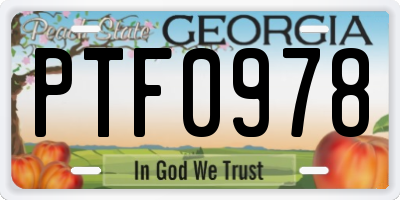 GA license plate PTF0978
