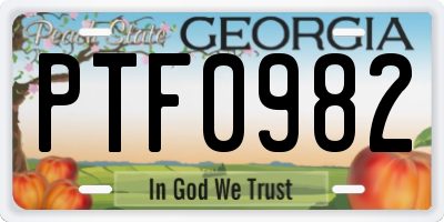 GA license plate PTF0982