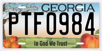 GA license plate PTF0984
