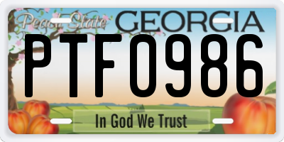 GA license plate PTF0986
